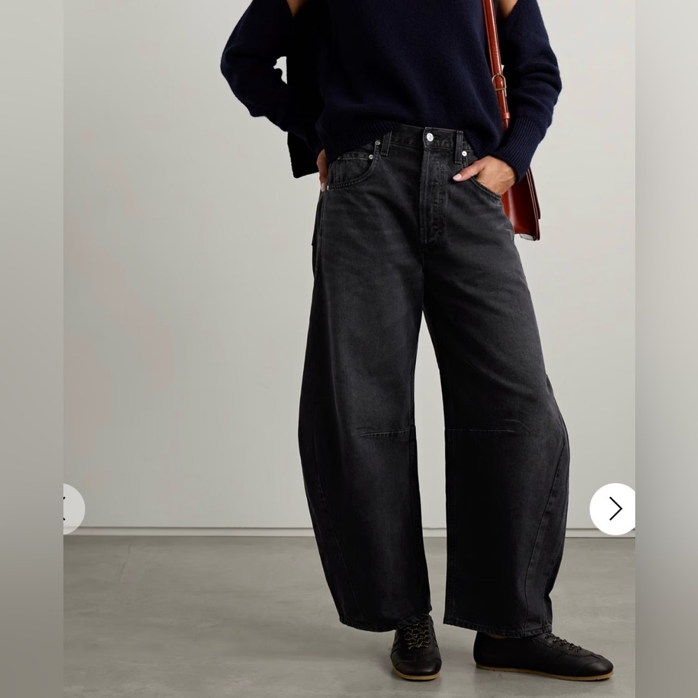 Citizens of Humanity Washed Black Horseshoe Barrel Jeans